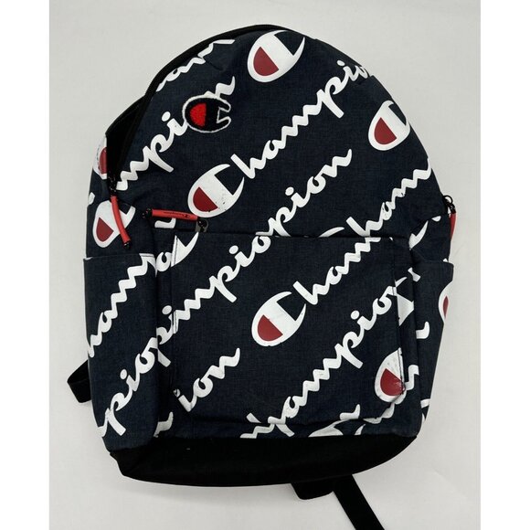 Champion Handbags - Champion Backpack Bookbag One Size Navy Blue Logo Theme